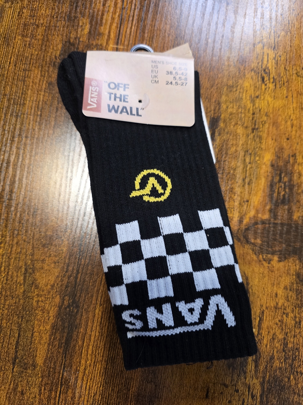 Vans Off The Wall Checkerboard Crew Socks NWT Black White Skate Streetwear
